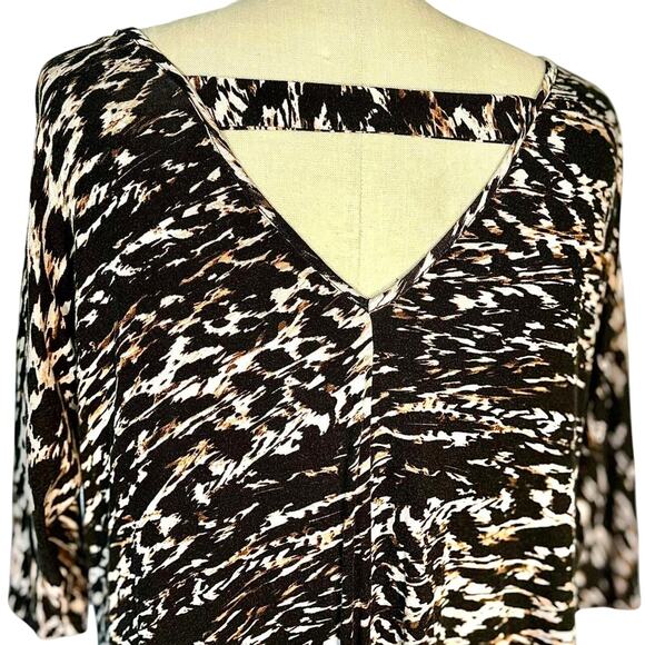 Womens Top Size Large Black Beige Animal Print Professional Office Church Work - Picture 6 of 8
